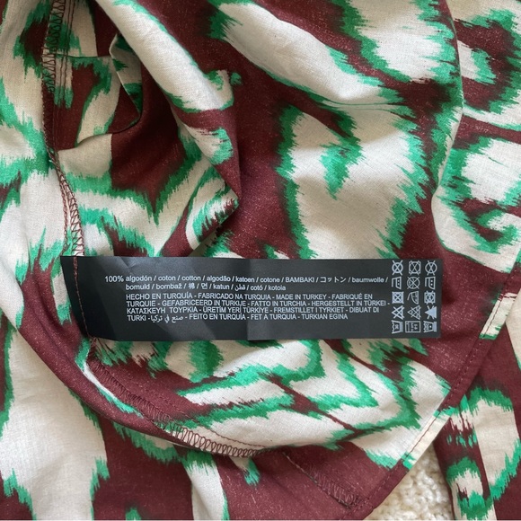 Zara The Selena Blouse Bohemian Print Bell Sleeve Tie Front Blouse Size M NWT - Picture 6 of 8